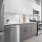 a kitchen with white cabinets