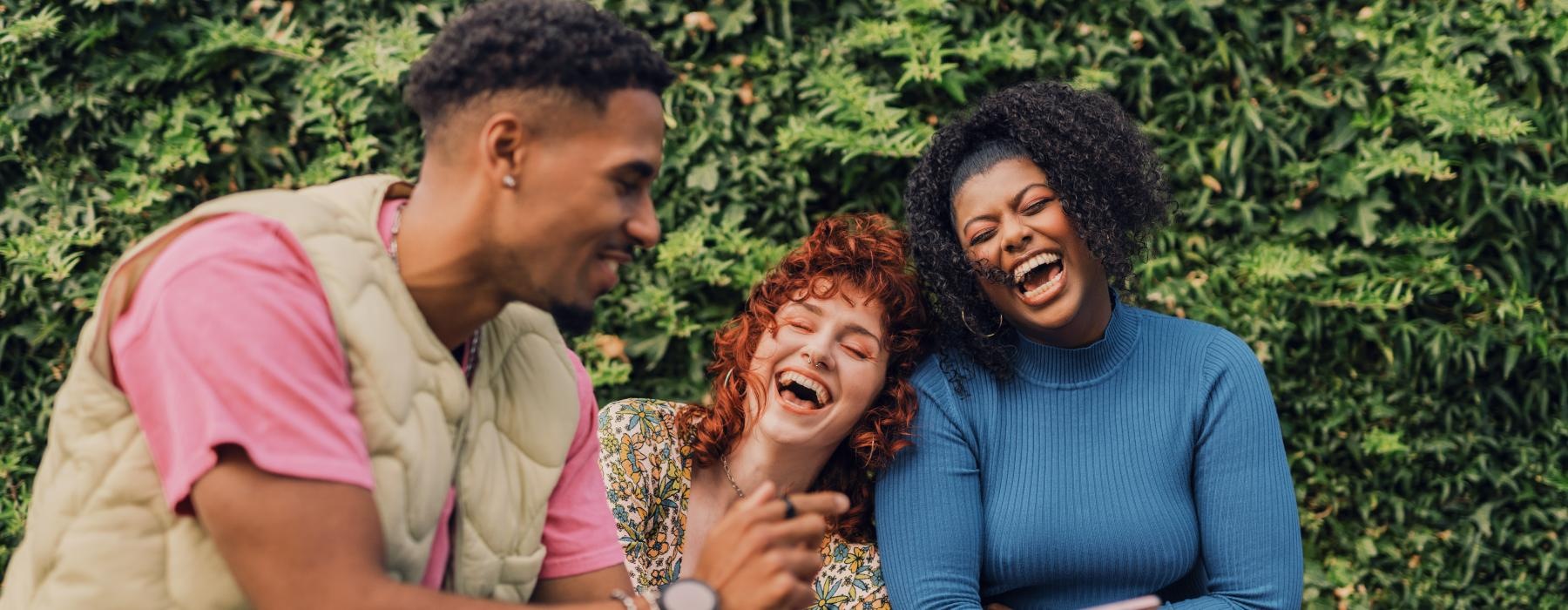 a group of people laughing